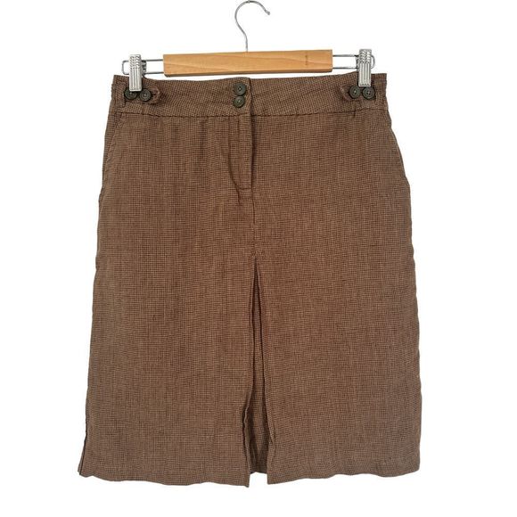 Scullers Brown Houndstooth A‎ Line Pencil Skirt Size 4 - Picture 1 of 7